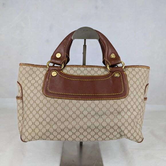 Authentic Celine Tote Bag Handbag Macadam Beige7 Vintage Based on Original Title - Picture 2 of 16